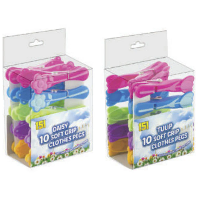 151 Soft Grip Flower Clothes Pegs 10 Pack
