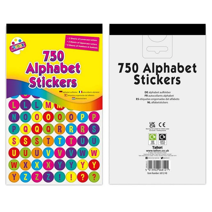 Alphabet Stickers 750 Pack - Case of 12