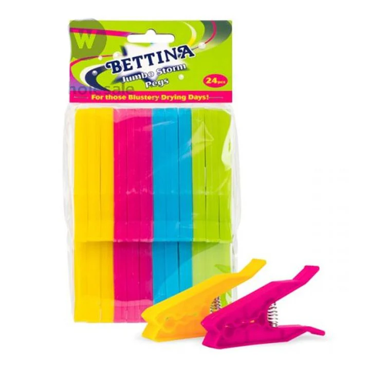 Bettina Jumbo Storm Plastic Clothes Pegs 24 Pack - Pack of 12