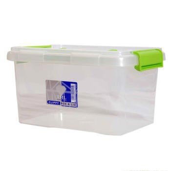 Clippy Box with Lid & Assorted Colour Handles 3.5L Clear