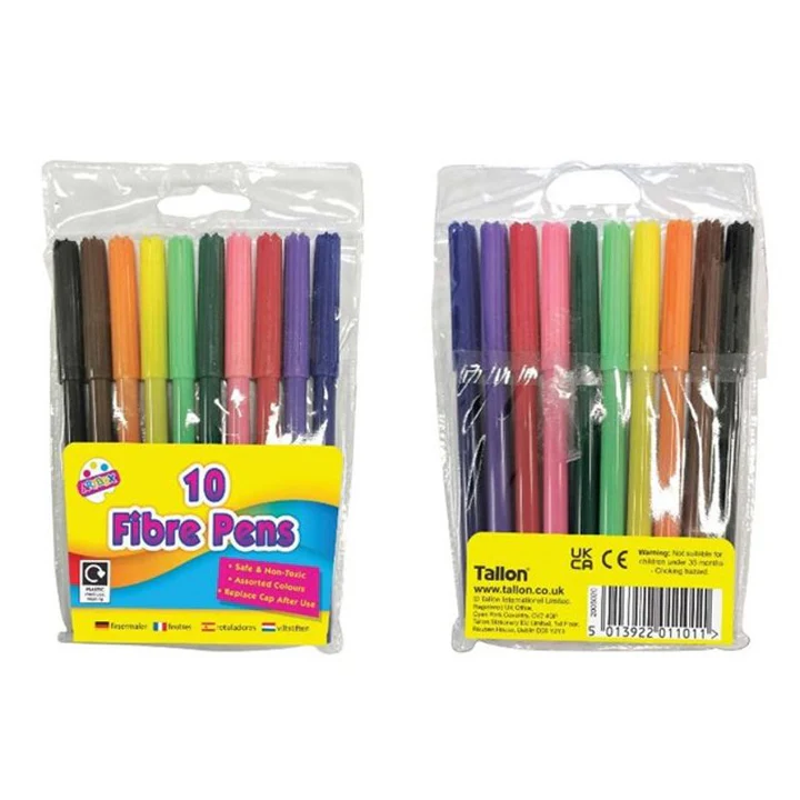 Artbox Fine Tip Fibre Colouring Pens 10 Pack