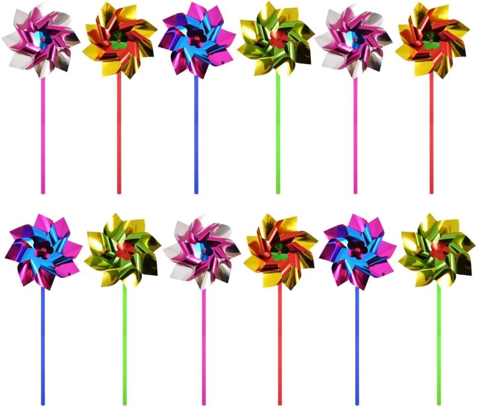 Foil Windmills Head with Stick - Pack of 12